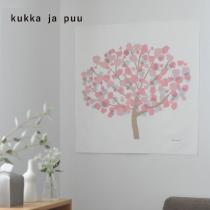 kukka ja puu 桜 タペストリー 壁掛け 70×70cm 春 さくら 雛祭り ひなまつり 桃の花／クッカヤプー
