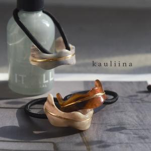 結ぶだけの簡単アレンジ マーブル×メタルラインモチーフで上品見え カーブヘアゴム ヘアアクセ／kauliina カウリーナ