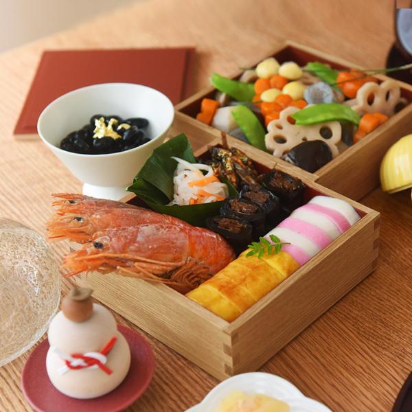 松屋漆器店 白木塗 タモ5.0二段重内朱【送料無料】