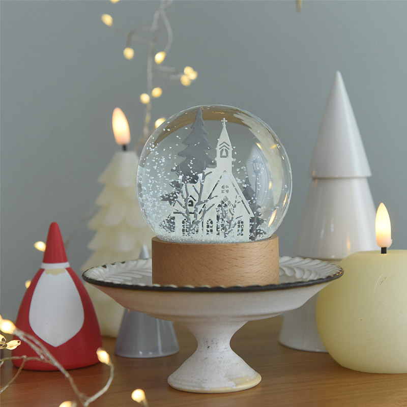 167090　W：クリスマス インテリアに馴染む スノードーム ノエルの街