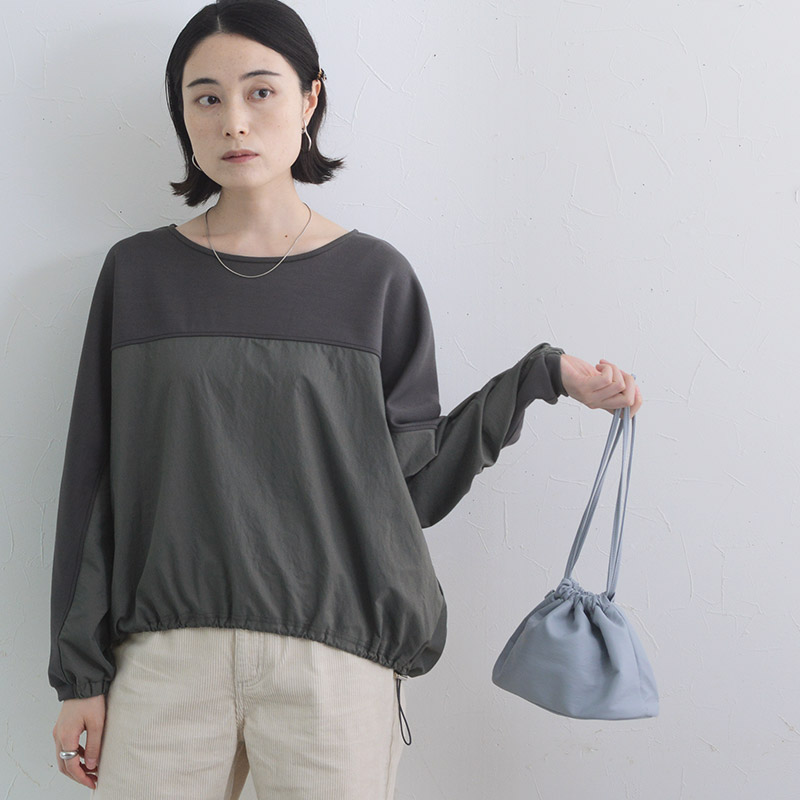 167146 裾ドロストで印象チェンジ 異素材切替プルオーバー/Agreable アグレアーブル