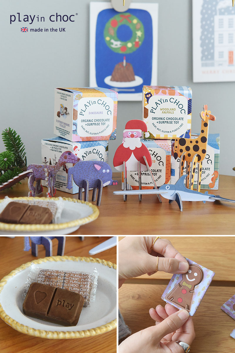play in choc 紙製パズル付きチョコレート／プレイン・チョック