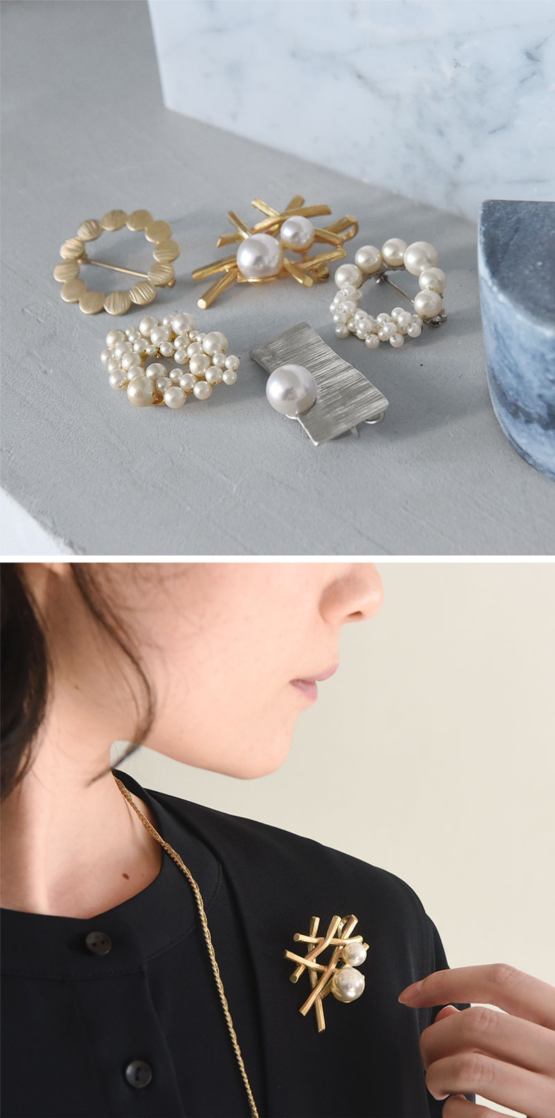 【デザインが選べる】 胸元が華やぐ パールブローチ メタルブローチ 卒園式 卒業式 入園式 入学式/kauliina カウリーナ