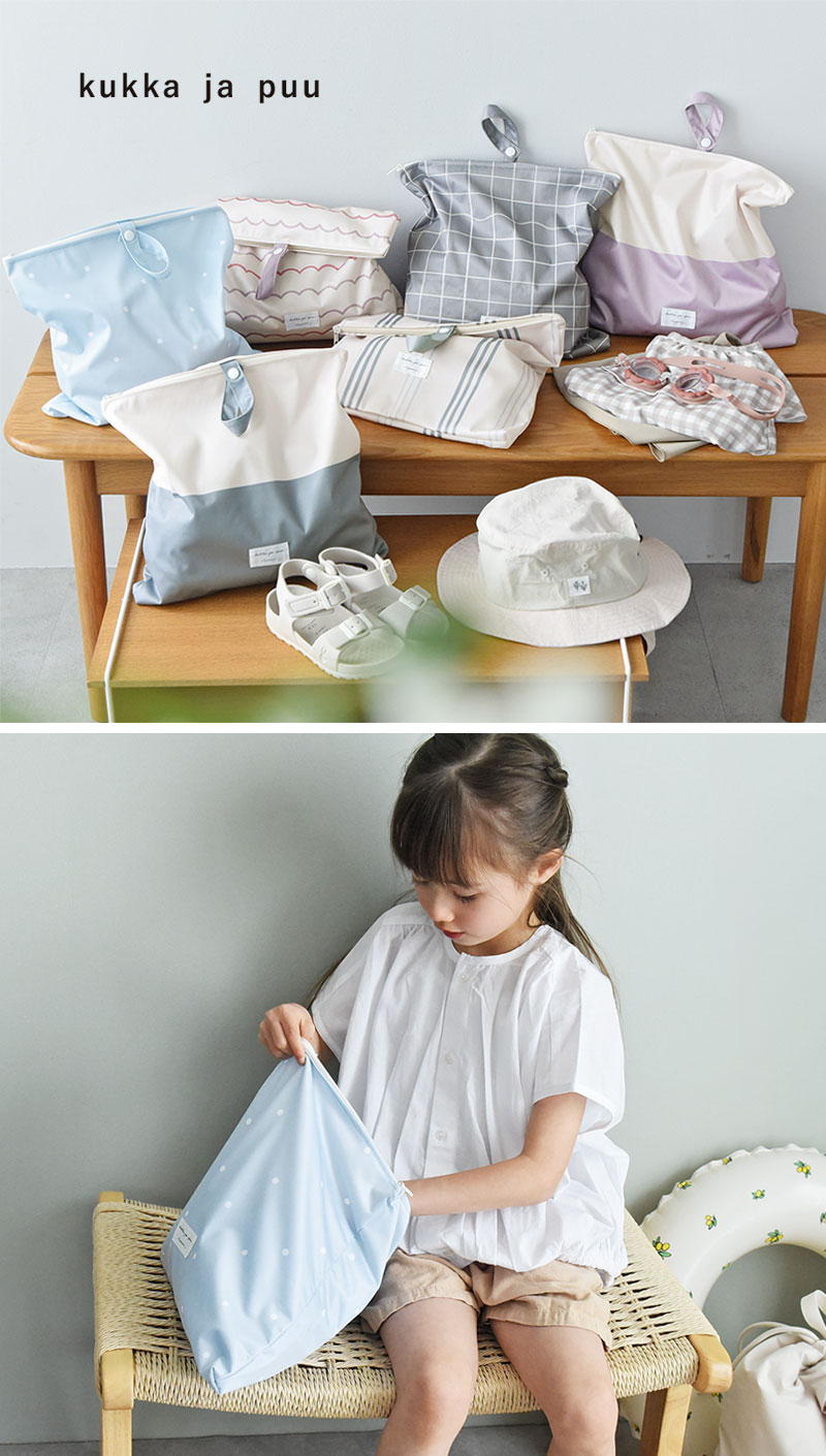 kukka ja puu 濡れたまま収納できる 防水ポーチ 小さめ 30×30cm／クッカヤプー