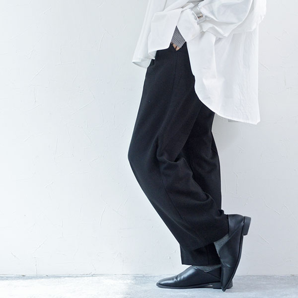 ふんわりソフトな肌触り 両面起毛 きれい見え 2タック ワイドパンツ 静電防止 ストレッチ イージーケア／kauliina カウリーナ