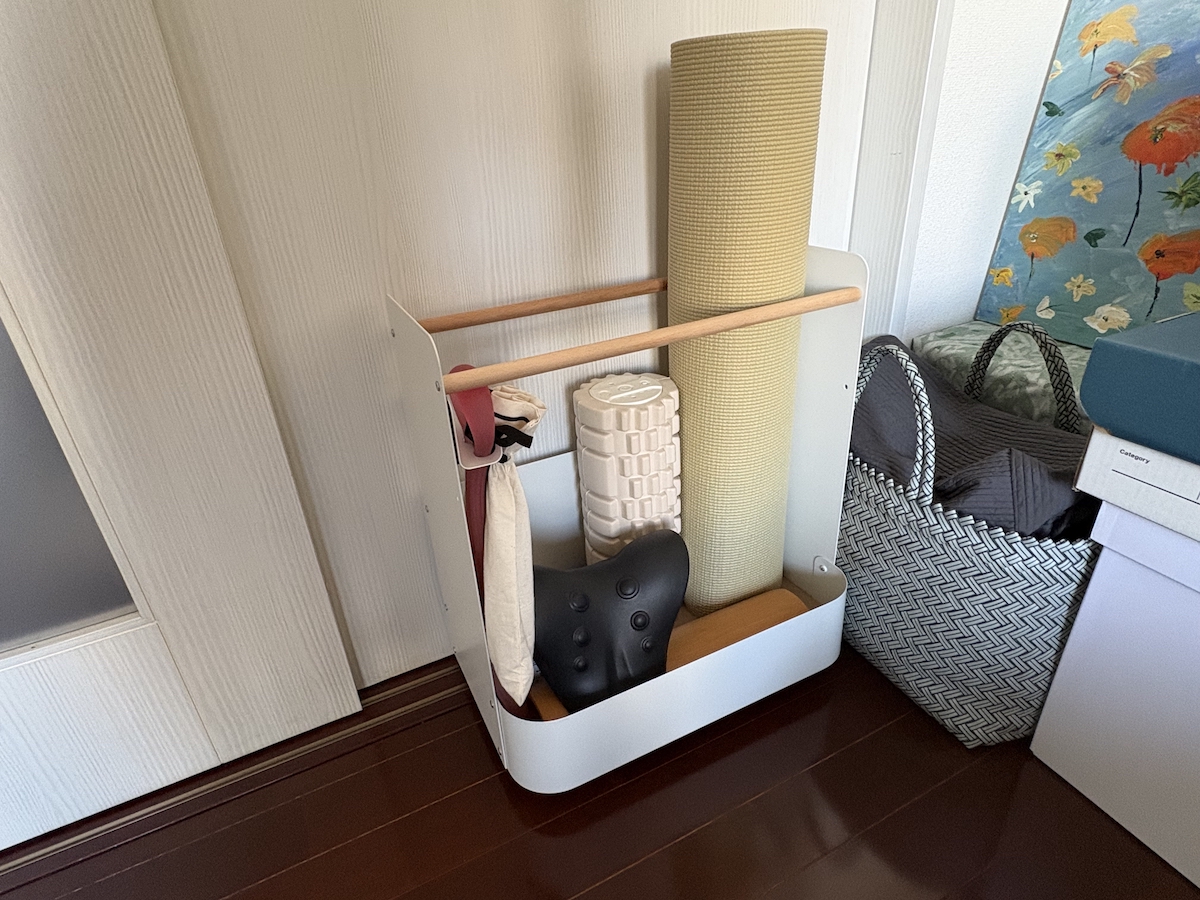 「やるぞ！」と思ったらすぐ取れるフィットネス収納。スタッフが実際に使ってみました