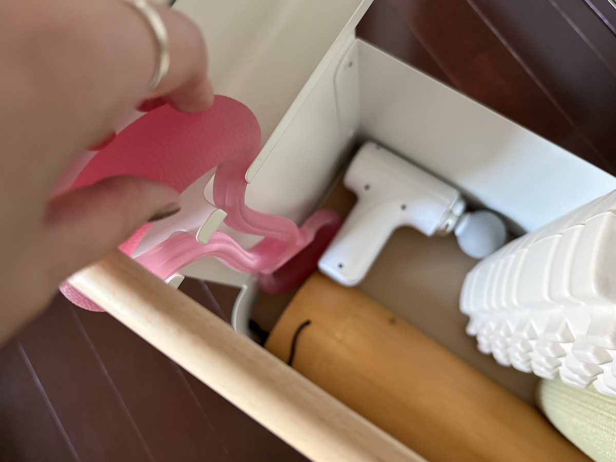 「やるぞ！」と思ったらすぐ取れるフィットネス収納。スタッフが実際に使ってみました