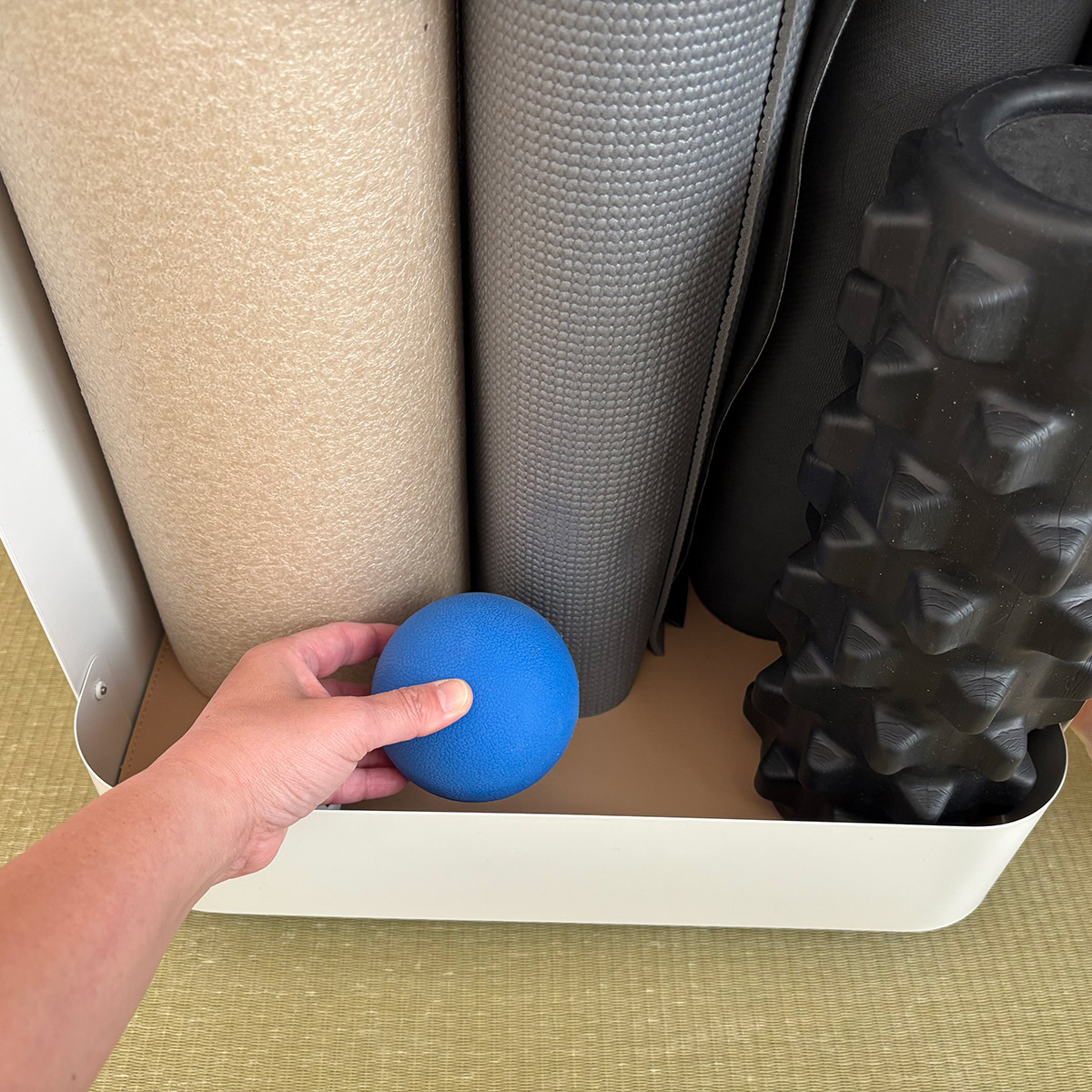 「やるぞ！」と思ったらすぐ取れるフィットネス収納。スタッフが実際に使ってみました